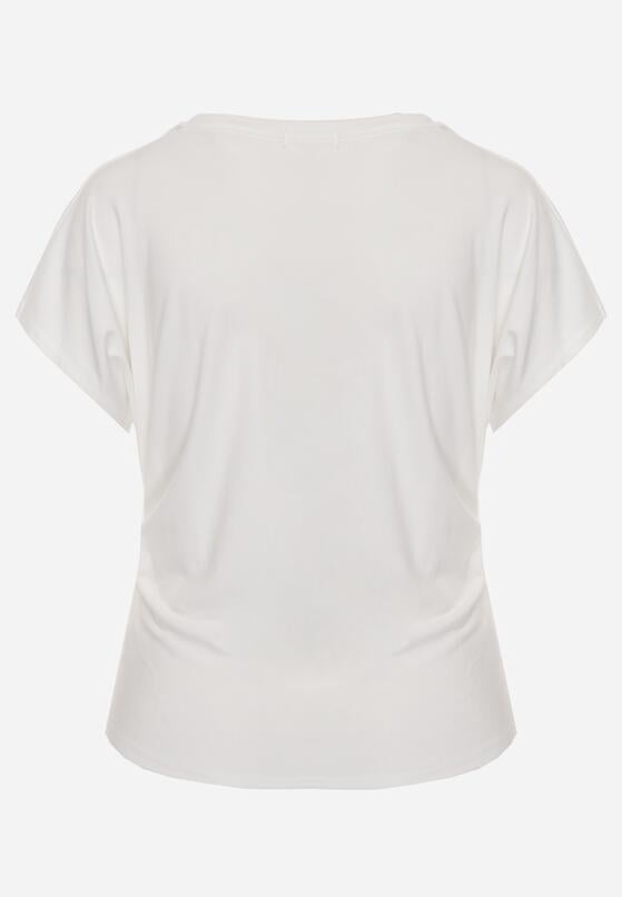 Biały T-shirt z Wiskozy z Trójkątnym Dekoltem Achiore 7