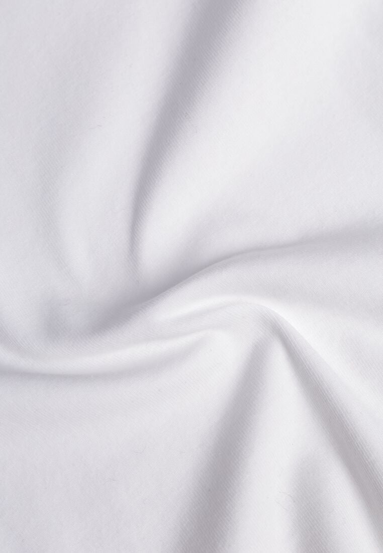 Biały Bawełniany T-shirt z Cyrkoniami przy Rękawach Pronolea 8