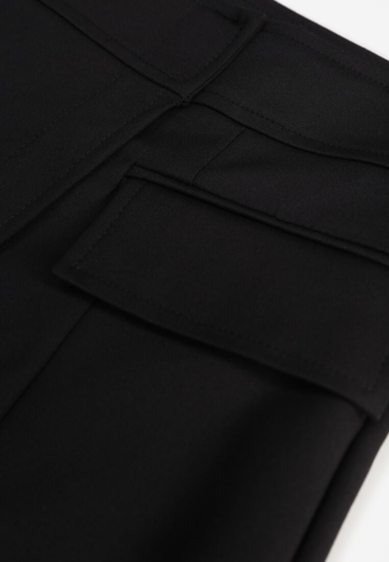 Czarne Spódnico-Szorty z Bawełną Ozdobione Imitacją Kieszeni Tinorina 8