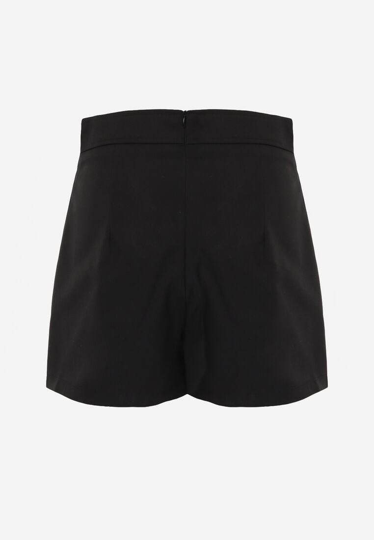 Czarne Spódnico-Szorty z Bawełną Ozdobione Imitacją Kieszeni Tinorina 7