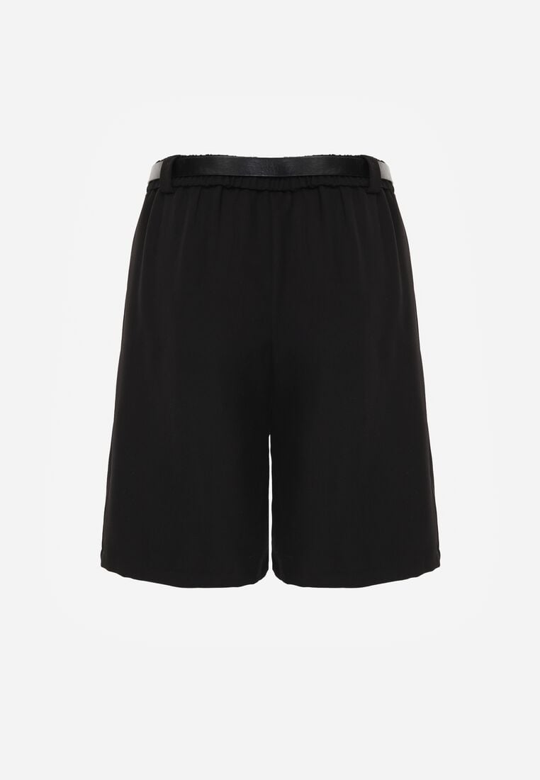 Czarne Szorty z Wysokim Stanem Bermudy z Paskiem Haidis 7