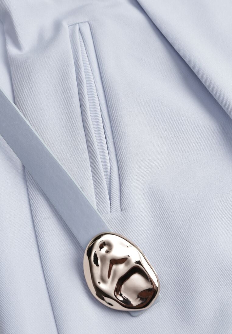 Niebieskie Szorty z Wysokim Stanem Bermudy z Paskiem Haidis 8