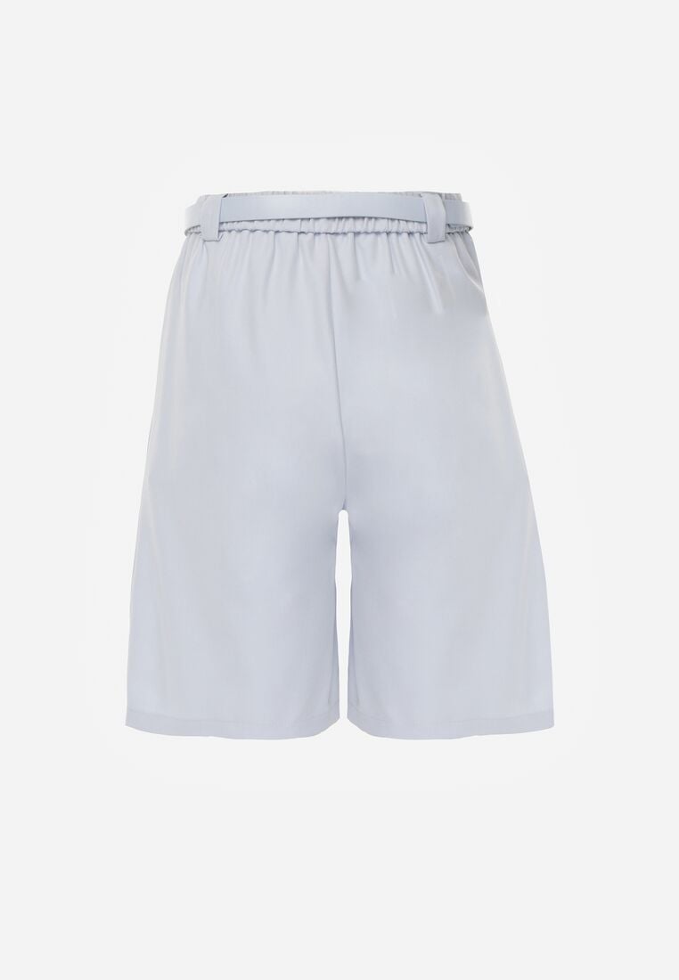 Niebieskie Szorty z Wysokim Stanem Bermudy z Paskiem Haidis 7