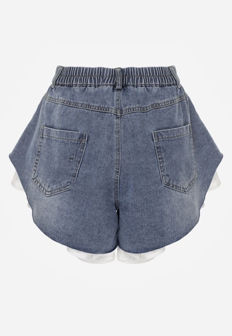 Niebieskie Bawełniane Szorty Jeansowe z Falbanami Demite 7