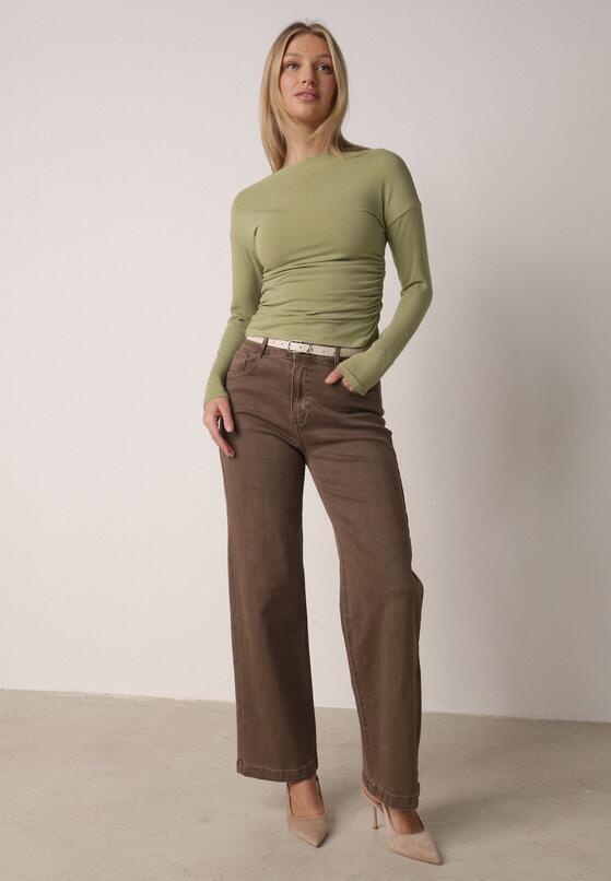 Zielona Bluzka z Bawełną i Wiskozą  Ozdobiona Marszczeniem Alexareo 2