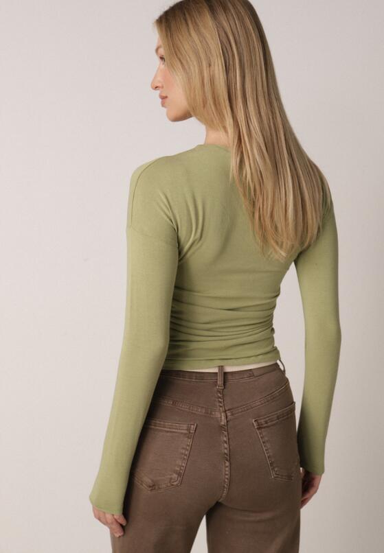 Zielona Bluzka z Bawełną i Wiskozą  Ozdobiona Marszczeniem Alexareo 3