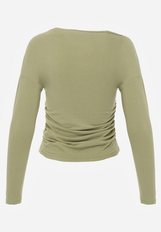 Zielona Bluzka z Bawełną i Wiskozą  Ozdobiona Marszczeniem Alexareo 7