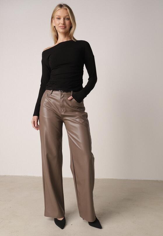 Czarna Bluzka z Bawełną i Wiskozą  Ozdobiona Marszczeniem Alexareo 2