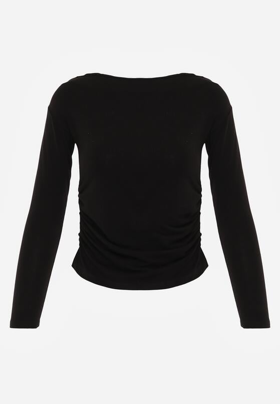 Czarna Bluzka z Bawełną i Wiskozą  Ozdobiona Marszczeniem Alexareo 6