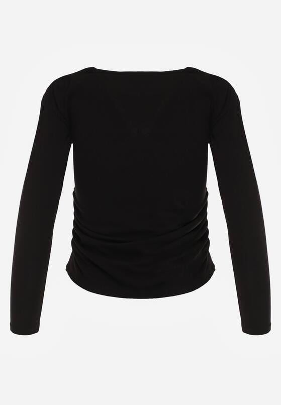 Czarna Bluzka z Bawełną i Wiskozą  Ozdobiona Marszczeniem Alexareo 7