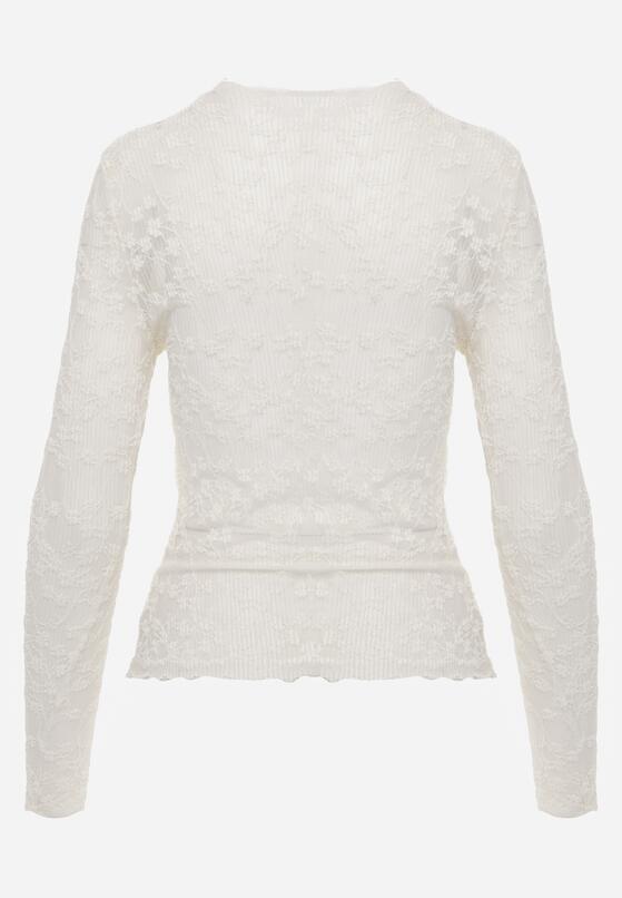 Beżowy Bluzka Koronkowa z Transparentnego Materiału Hermatea 7