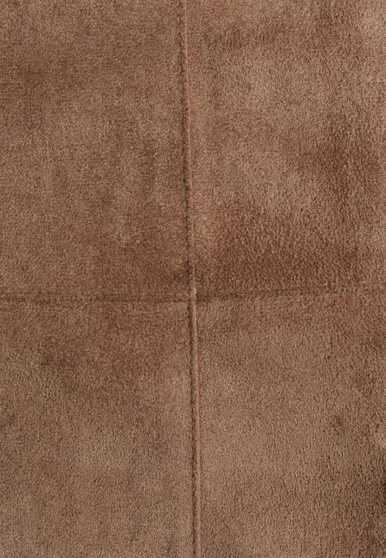 Beżowa Rozkloszowana Spódnica z Imitacji Zamszu Basara 8