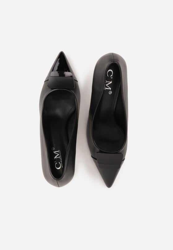 Czarne Szpilki Ozdobione z Geometryczną Aplikacją Lysastos 6