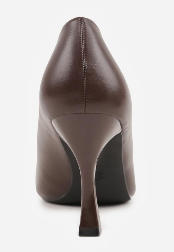 Brązowe Szpilki Ozdobione z Geometryczną Aplikacją Lysastos 8