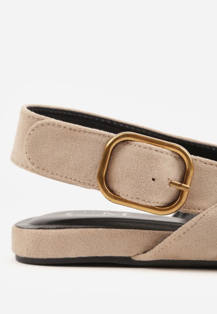 Beżowe Sandały z Ozdobnym Wycięciem i Odkrytą Piętą Naitheis 9