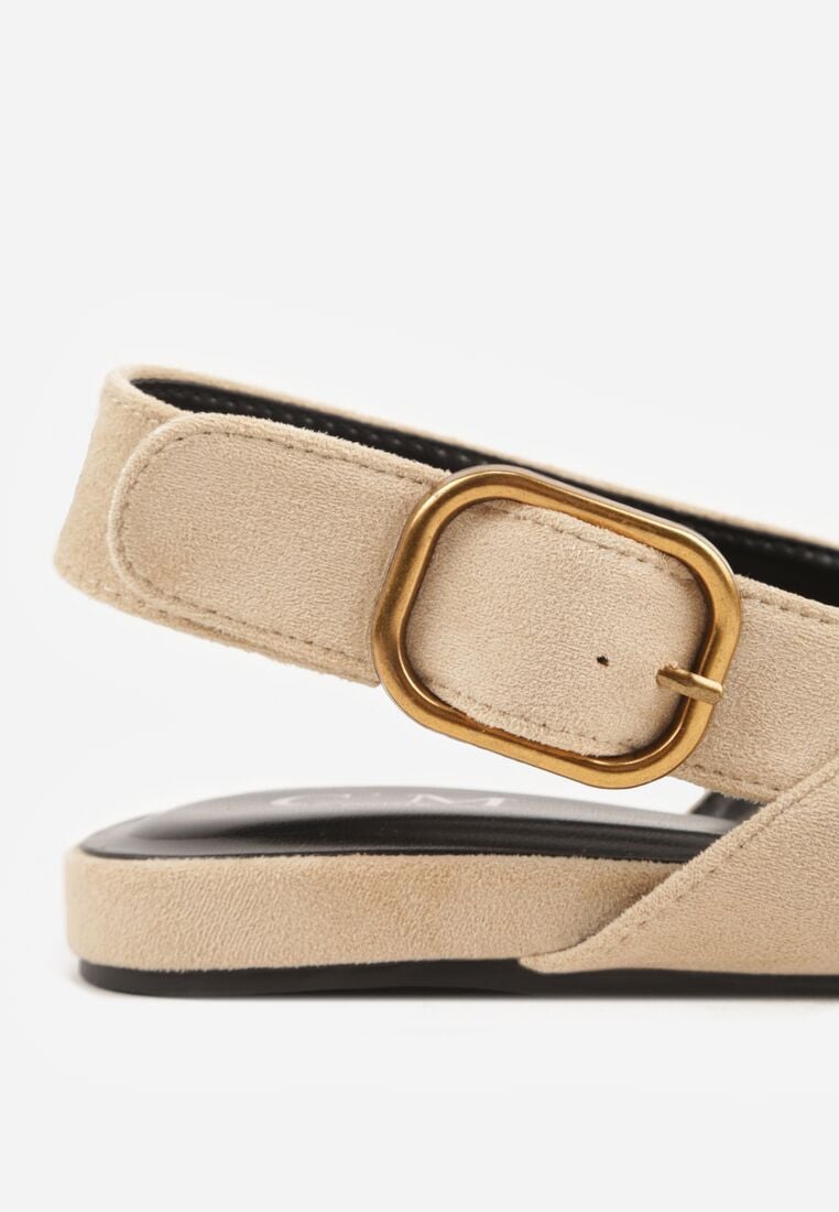 Jasnobeżowe Sandały z Ozdobnym Wycięciem i Odkrytą Piętą Naitheis 9