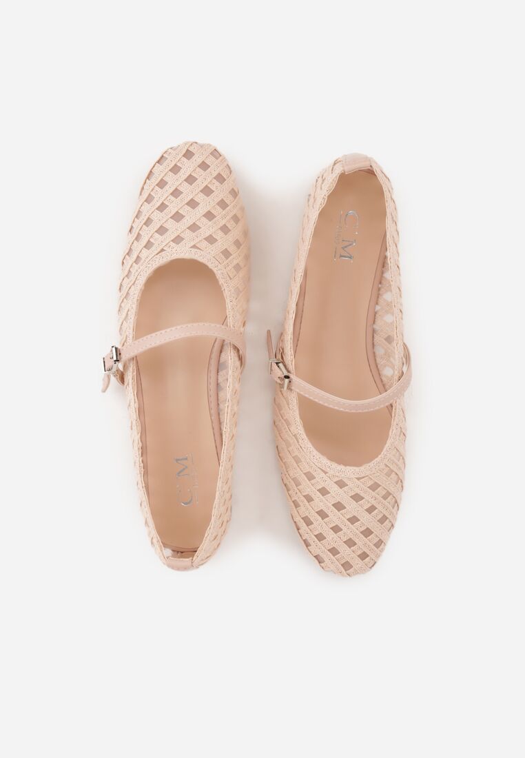 Różowe Balerinki Ozdobione Ażurowym Motywem i Paskiem Nonaniassi 6