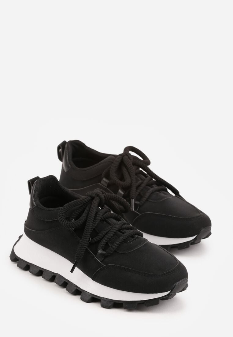 Czarne Sneakersy na Grubej Tłoczonej Podeszwie Zerda 5
