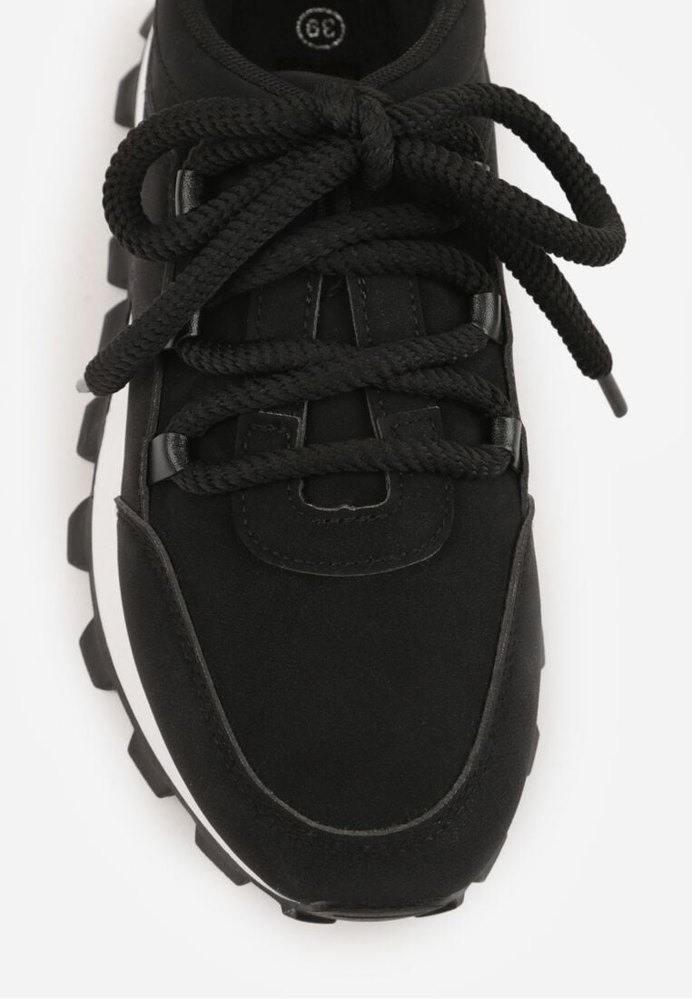Czarne Sneakersy na Grubej Tłoczonej Podeszwie Zerda 8