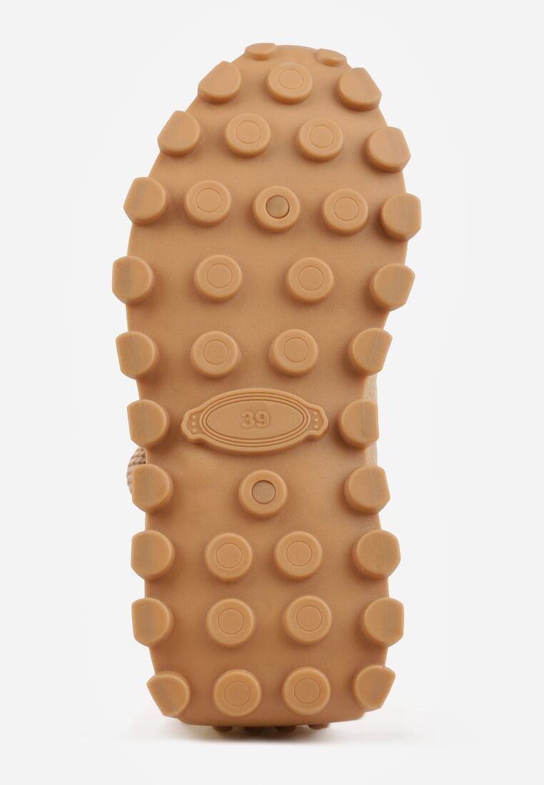 Ciemnobeżowe Sneakersy na Grubej Tłoczonej Podeszwie Zerda 7