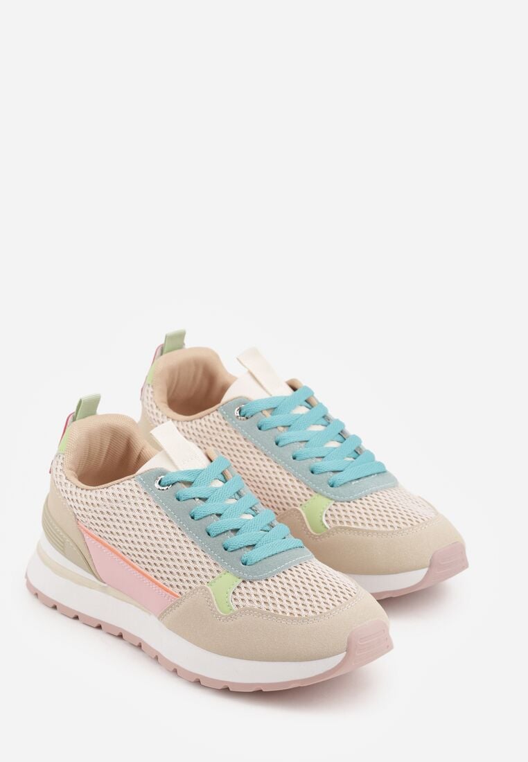 Beżowe Sneakersy z Siateczką i Antypoślizgową Podeszwą Katala 5