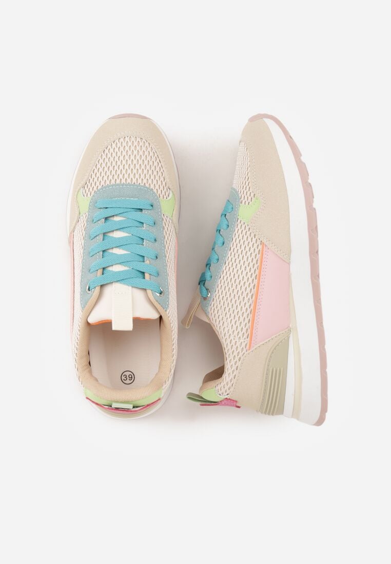 Beżowe Sneakersy z Siateczką i Antypoślizgową Podeszwą Katala 6