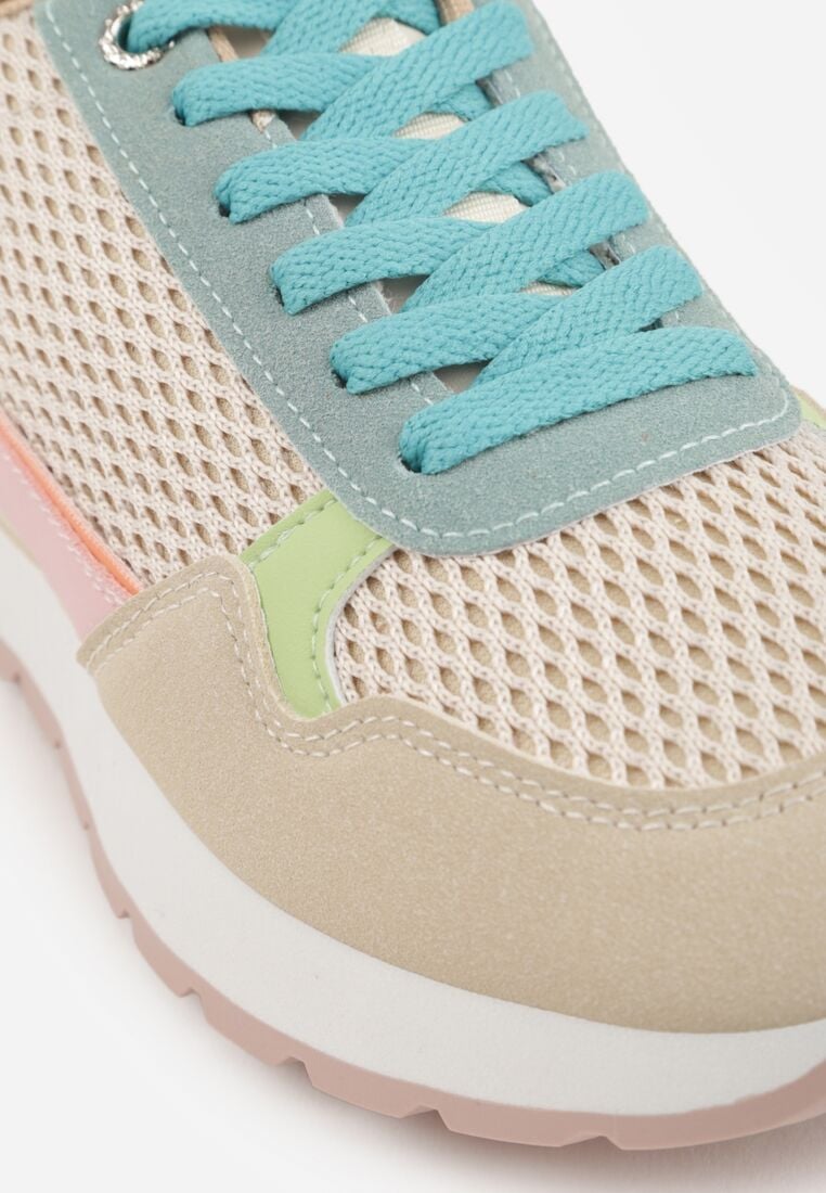 Beżowe Sneakersy z Siateczką i Antypoślizgową Podeszwą Katala 8