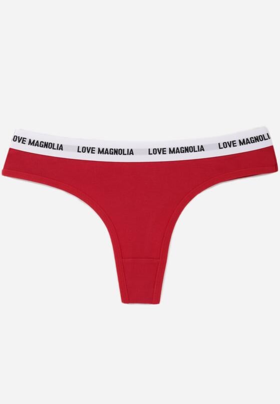 Czerwone Majtki Typu Stringi z Bawełną i Napisami Veza 1