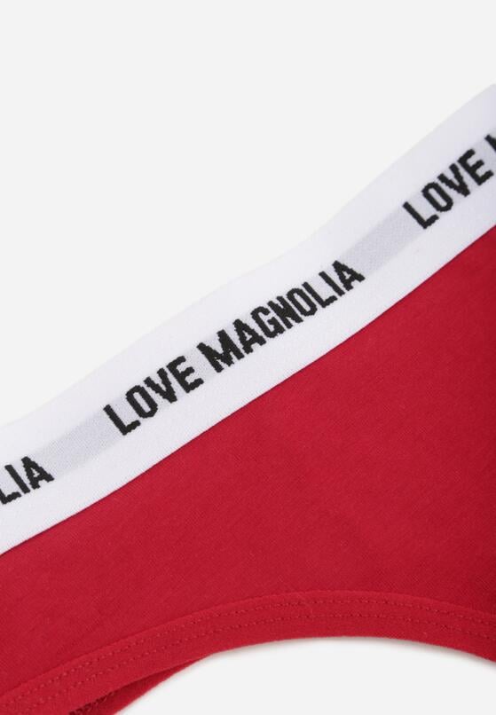 Czerwone Majtki Typu Stringi z Bawełną i Napisami Veza 3