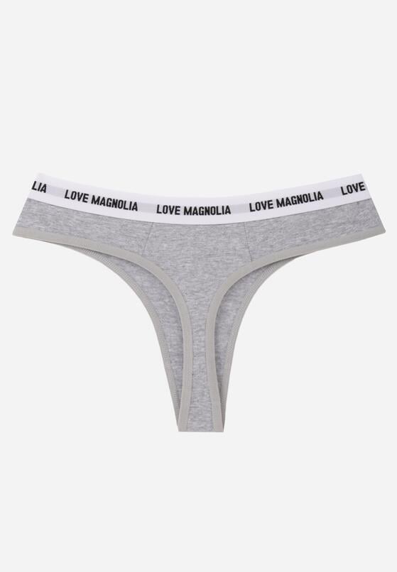 Szare Majtki Typu Stringi z Bawełną i Napisami Veza 2