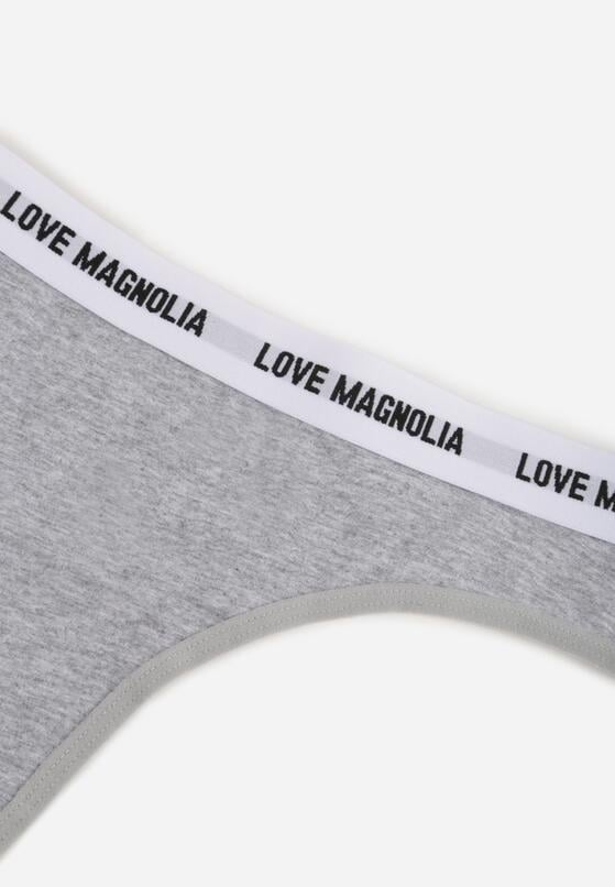 Szare Majtki Typu Stringi z Bawełną i Napisami Veza 3