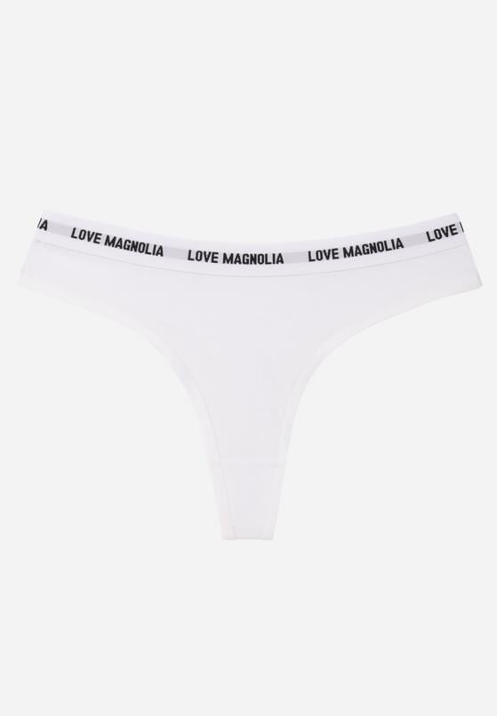 Białe Majtki Typu Stringi z Bawełną i Napisami Veza 1