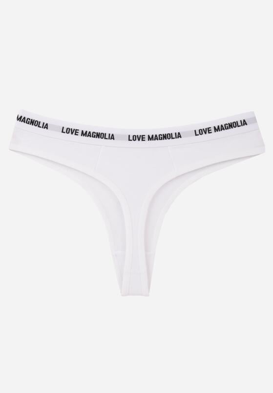 Białe Majtki Typu Stringi z Bawełną i Napisami Veza 2