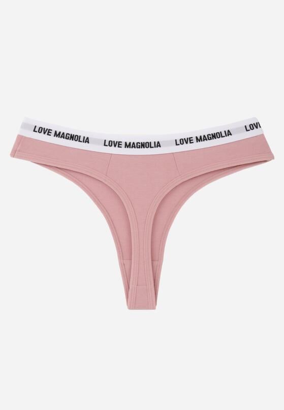 Różowe Majtki Typu Stringi z Bawełną i Napisami Veza 2