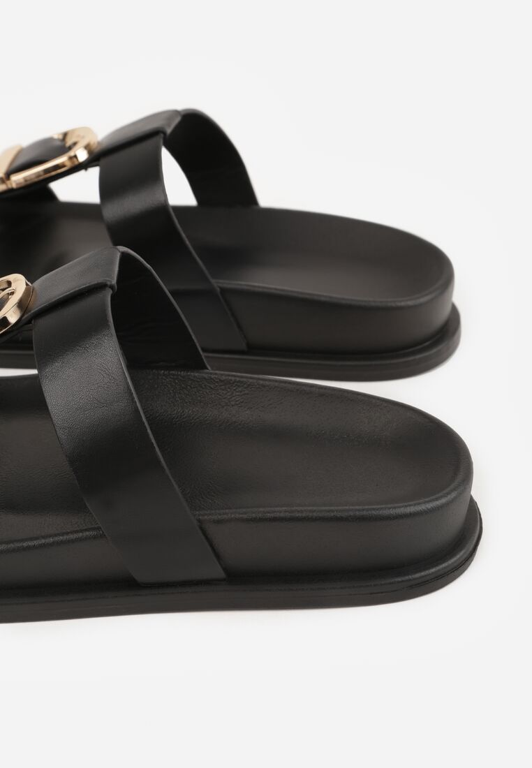 Czarne Klapki z Ozdobną Klamrą i Paskiem Kaidine 9