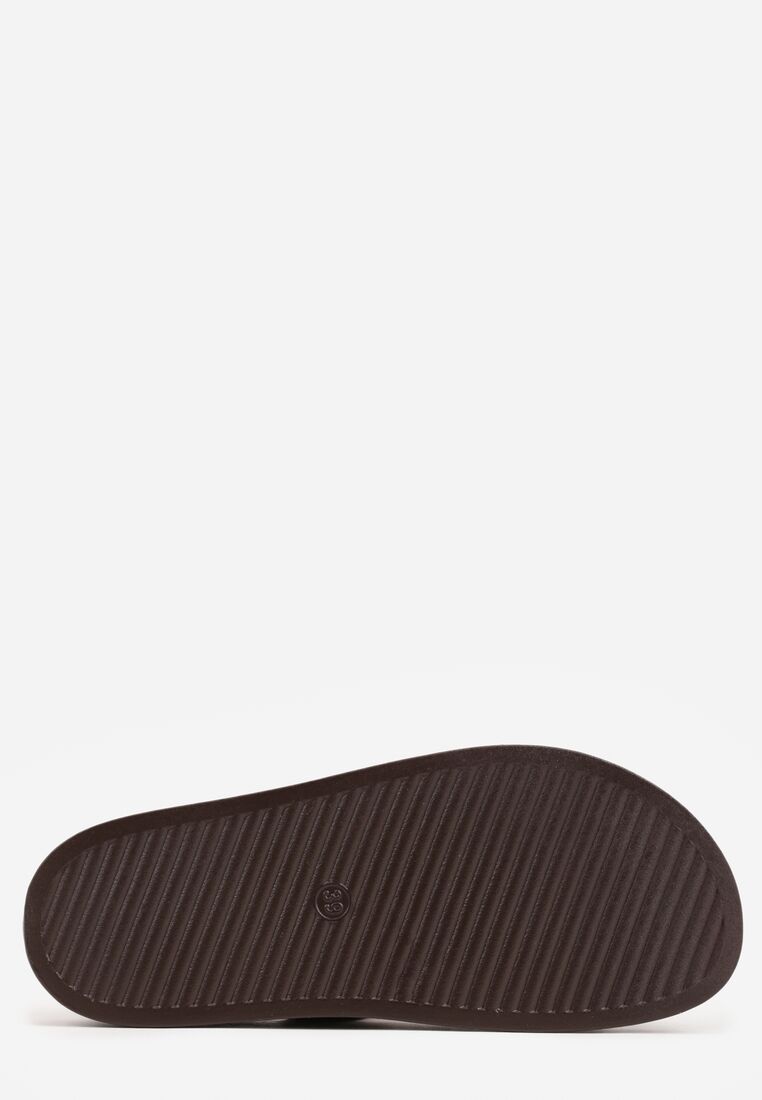 Ciemnobrązowe Klapki z Ozdobną Klamrą i Paskiem Kaidine 7