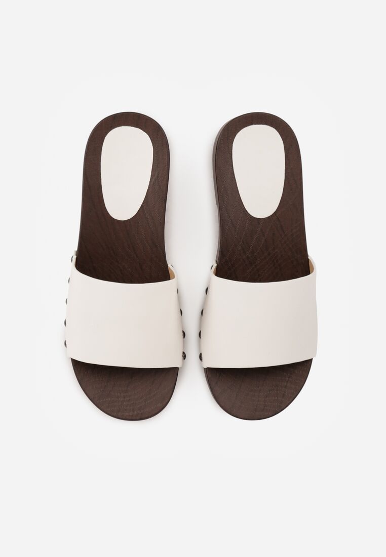 Białe Klapki w Klasycznym Stylu z Nitami Talove 6