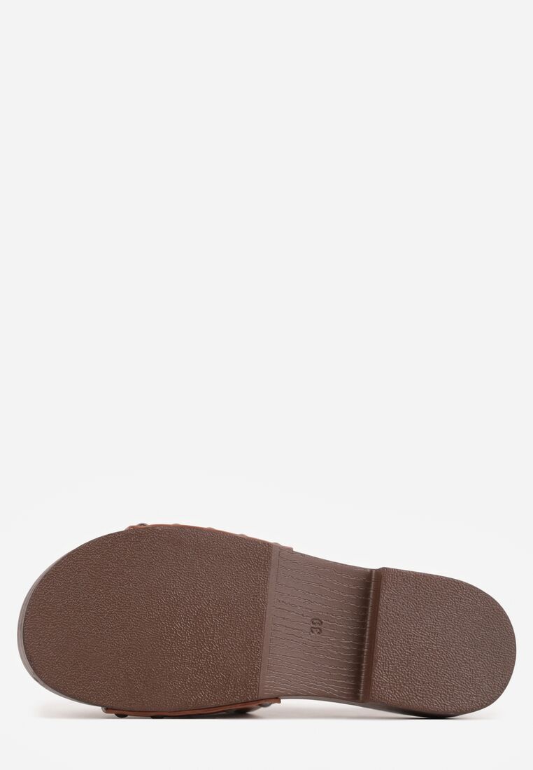 Brązowe Klapki w Klasycznym Stylu z Nitami Talove 7