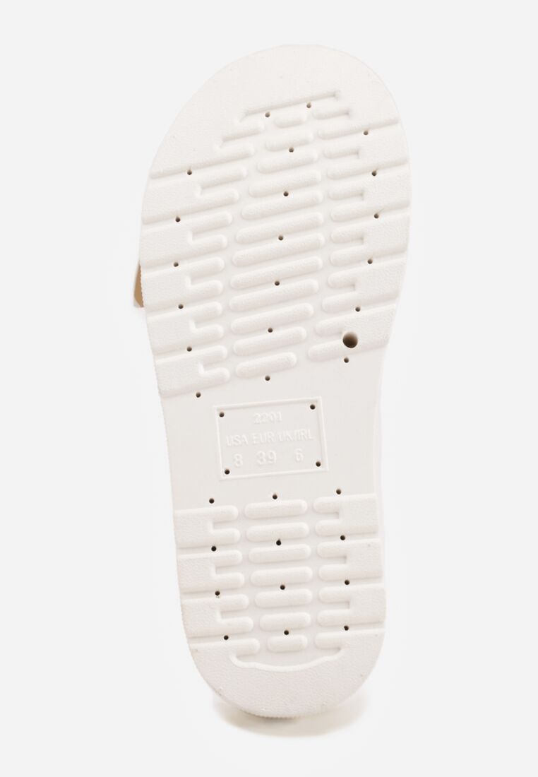 Białe Klapki na Grubej Podeszwie z Dwoma Klamrami Xenienne 7