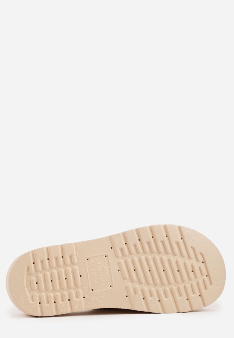 Beżowe Klapki na Grubej Podeszwie z Dwoma Klamrami Xenienne 7
