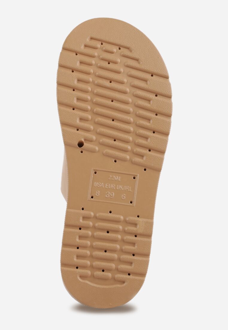 Ciemnobeżowe Klapki na Grubej Podeszwie z Dwoma Klamrami Xenienne 7