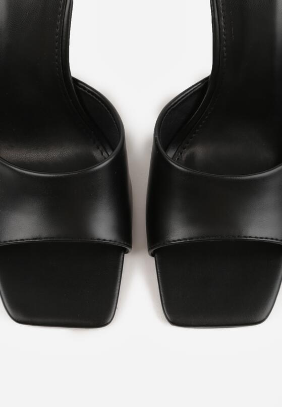 Czarne Klapki na Szpilce z Kwadratowym Noskiem Mellota 8