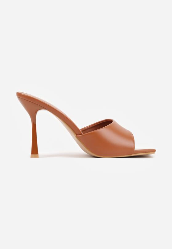 Brązowe Klapki na Szpilce z Kwadratowym Noskiem Mellota 4