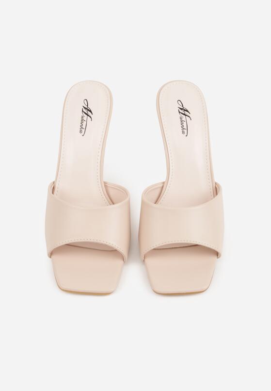 Beżowe Klapki na Szpilce z Kwadratowym Noskiem Mellota 6