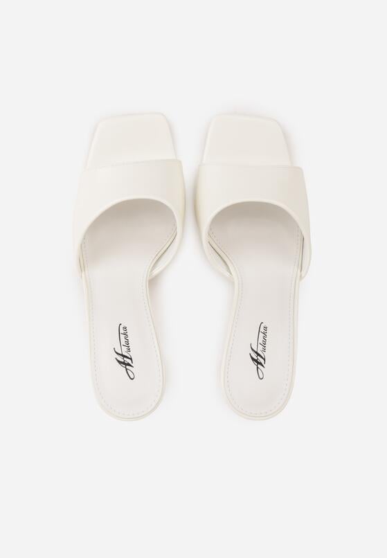 Białe Klapki na Szpilce z Kwadratowym Noskiem Mellota 6