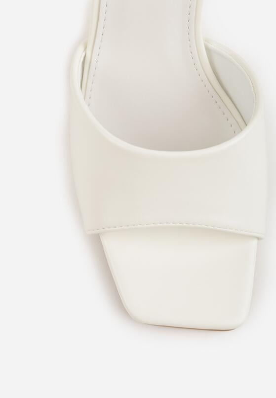 Białe Klapki na Szpilce z Kwadratowym Noskiem Mellota 8
