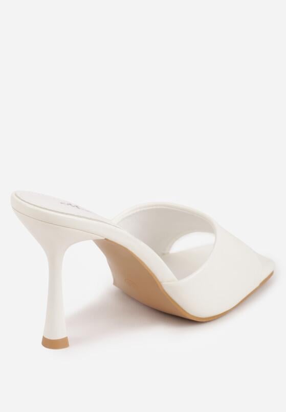 Białe Klapki na Szpilce z Kwadratowym Noskiem Mellota 9