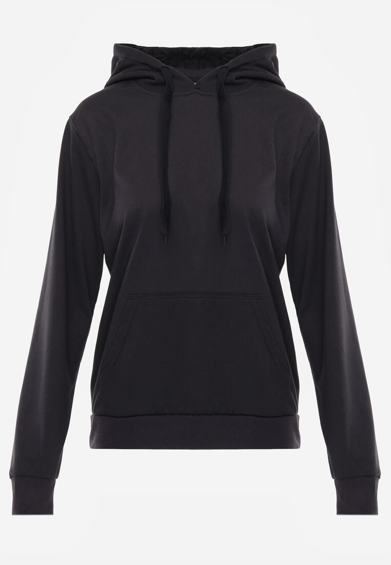 Granatowa Bluza Zakładana przez Głowę z Kapturem i Kieszenią Typu Kangur Roveria 6