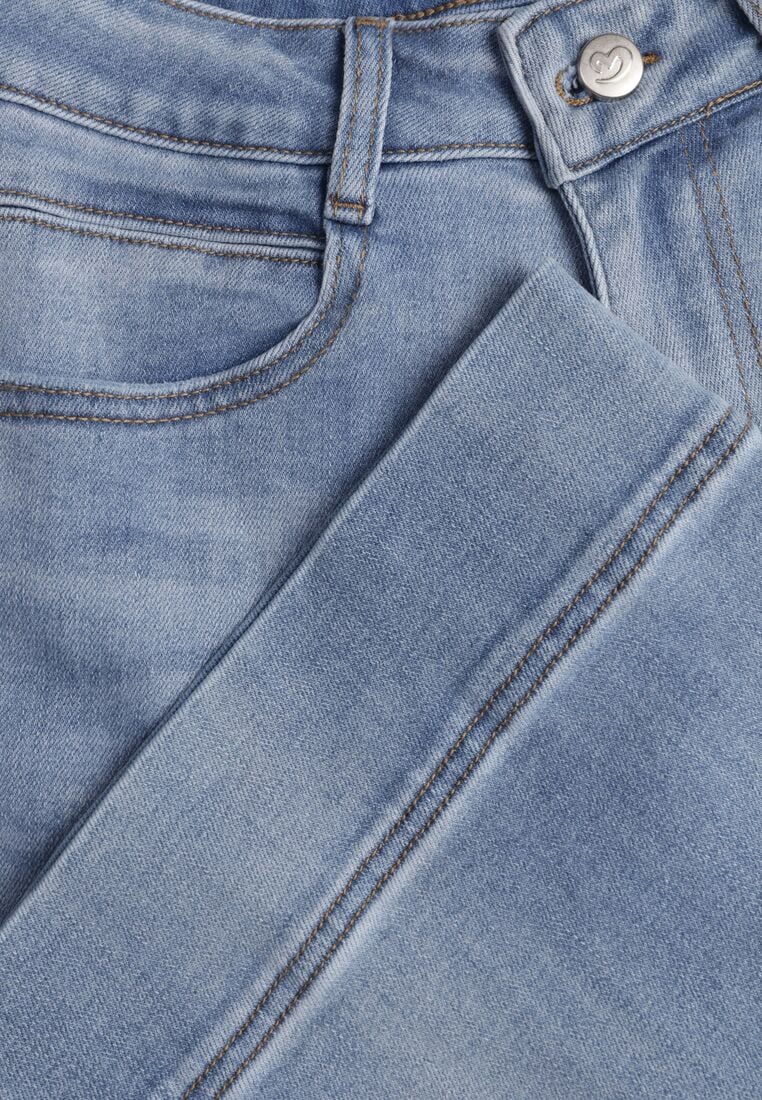 Niebieskie Jeansy Kuloty z Bawełną o Szerokim Kroju z Wysokim Stanem z Przeszyciami Hippesilea 8