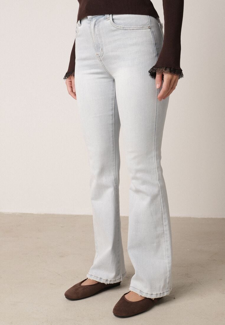 Niebieskie Jeansy Typu Dzwony z Bawełną i Wysokim Stanem Nesanthe 4